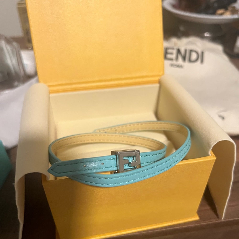 Fendi Turquoise Leather FF bracelet